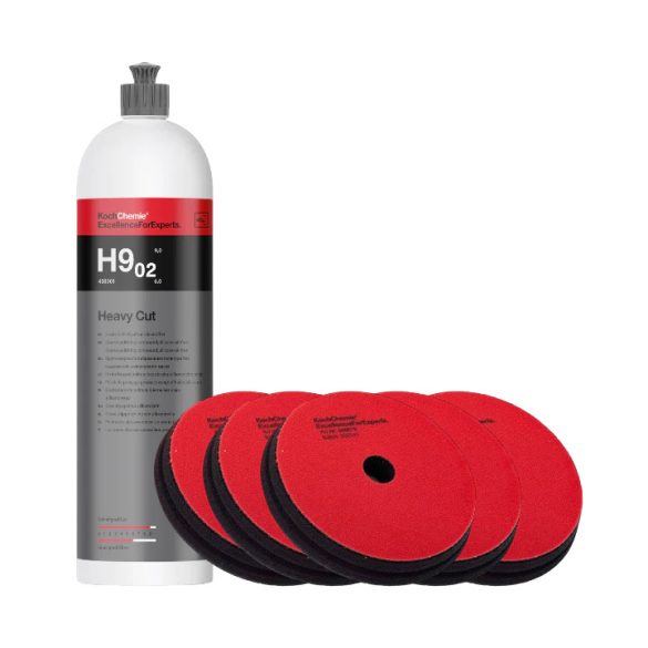 Koch Chemie H9.02 Heavy Cut paszta1000ml + 5db Koch Chemie Heavy Cut pad 126x23mm KIT